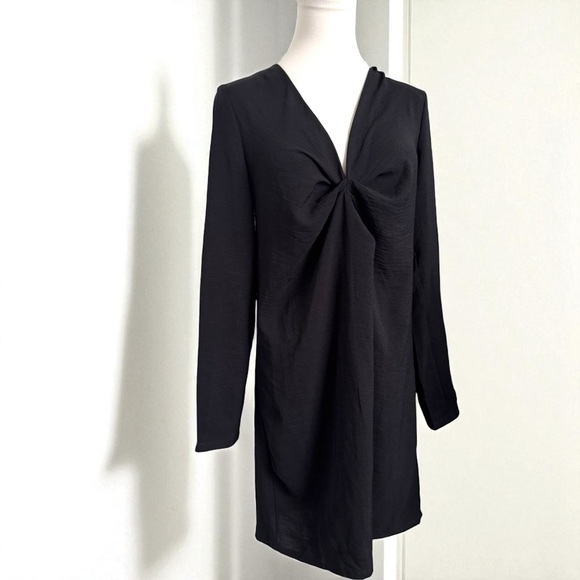 ZARA Black Twist-Front Mini Dress (NWT) - Picture 2 of 8